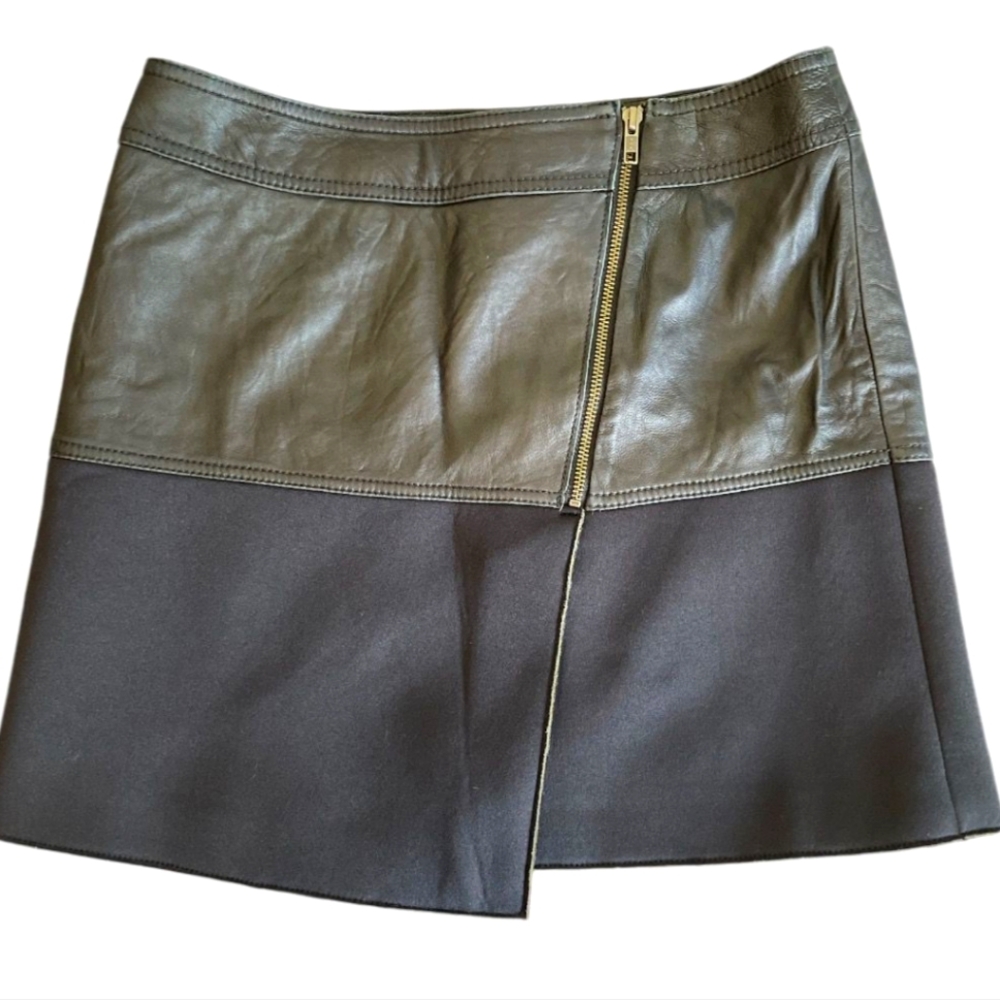 Halogen Mini Leather Skirt